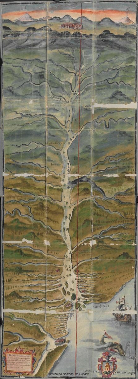 Mapa del río Amazonas, Martín de Saavedra y Guzmán, BNE, 1639