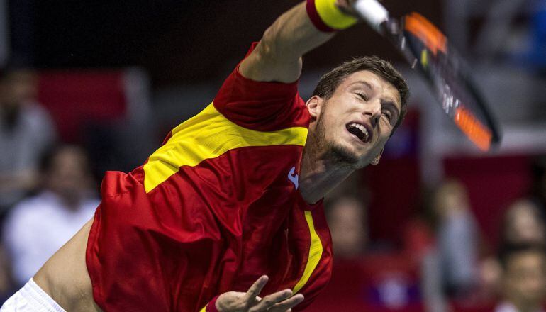 Pablo Carreño, durante el encuentro ante Viktor Troicki