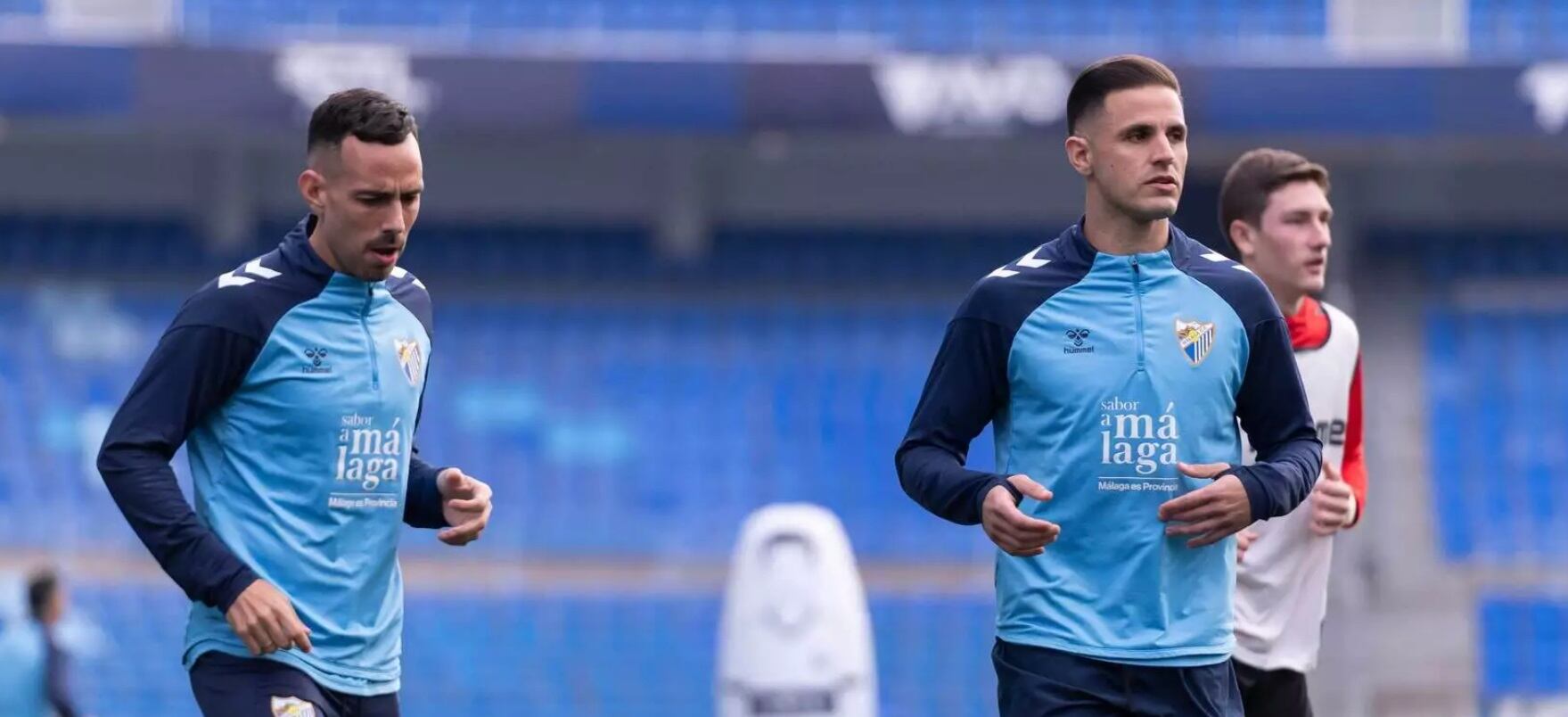 Luismi, a la derecha, junto a Manu Molina, en el entrenamiento del jueves