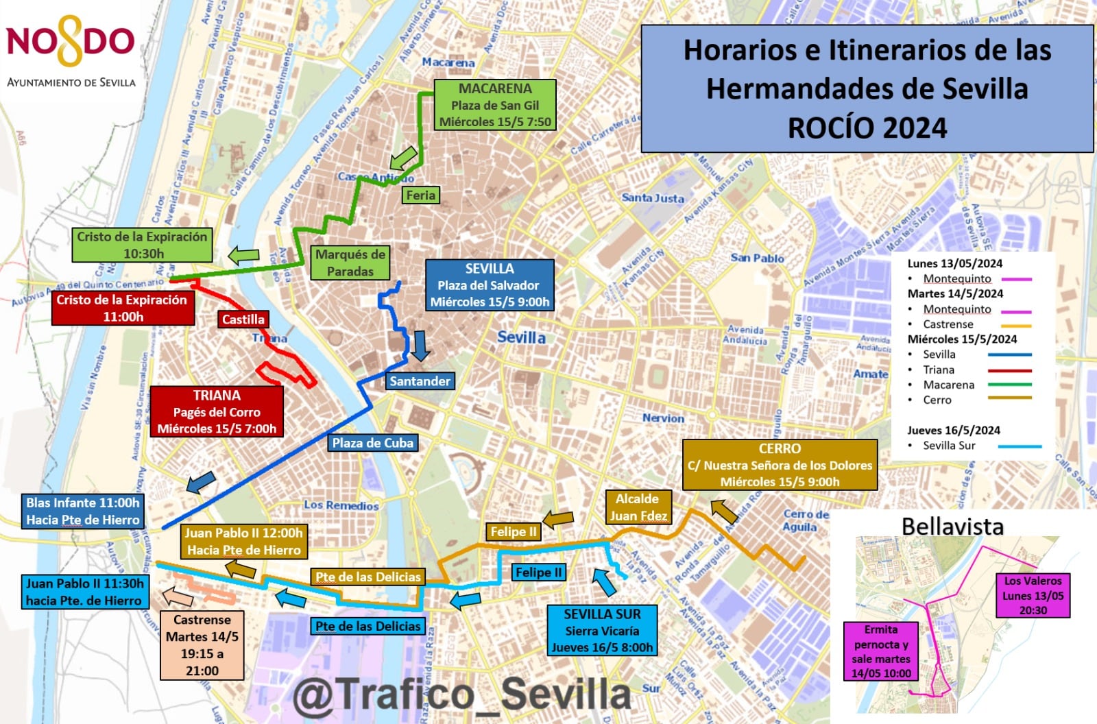 Recorridos por la ciudad de las hermandades del Rocío de Sevilla