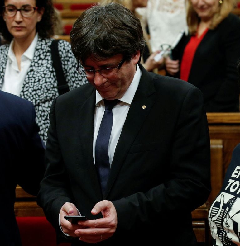 El expresidente de la Generalitat en el Parlament.