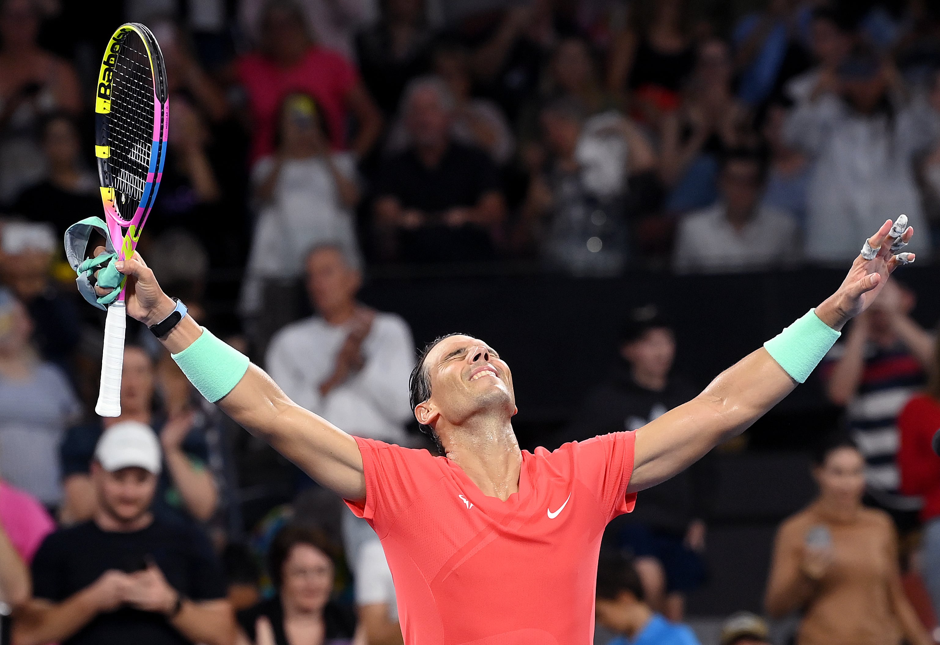 Nadal celebra su victoria ante Thiem, este martes.