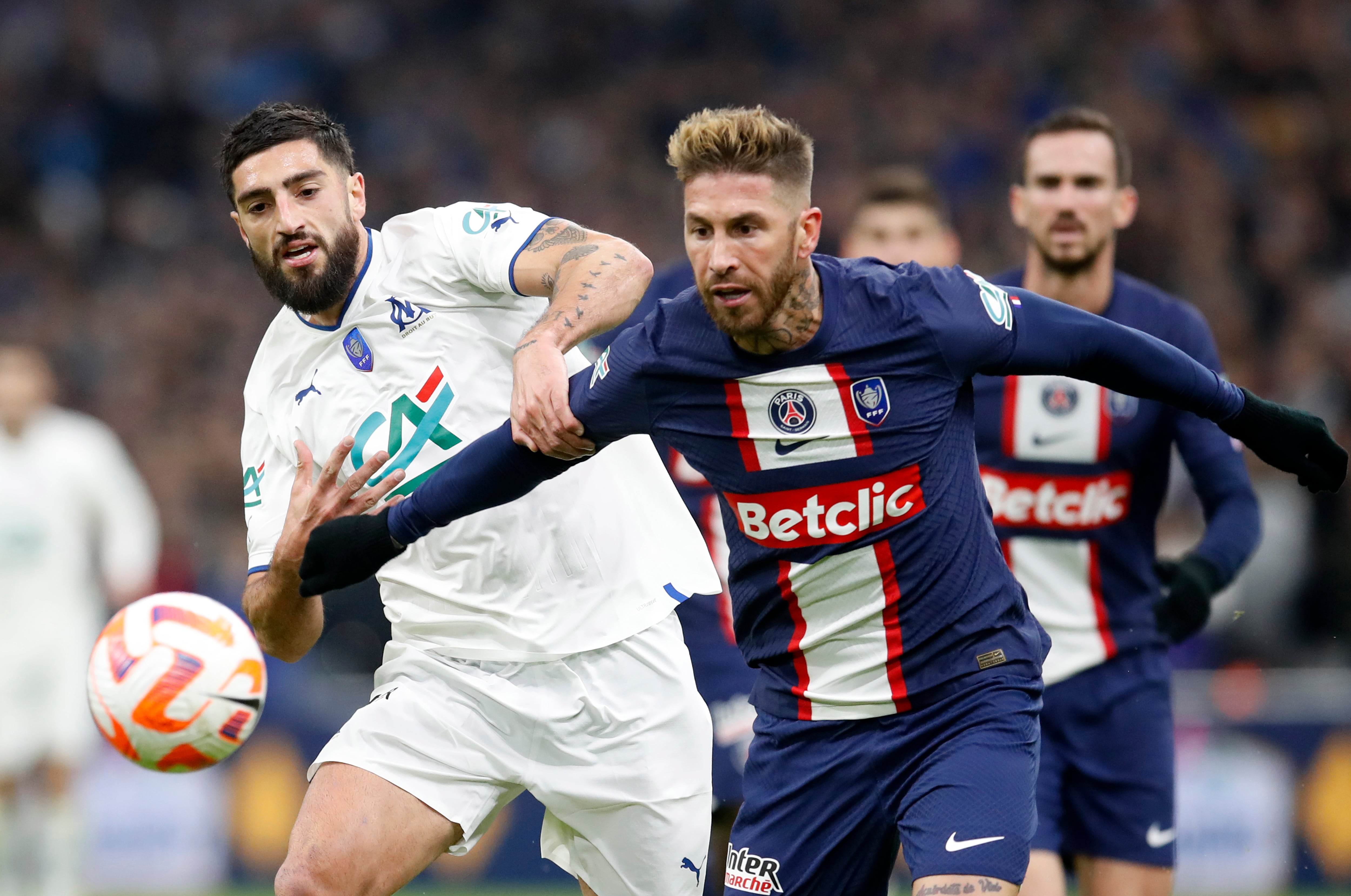 Sergio Ramos con el PSG en un partido frenter al Olympique Marseille. (Francia, Marsella) EFE/EPA/SEBASTIEN NOGIER