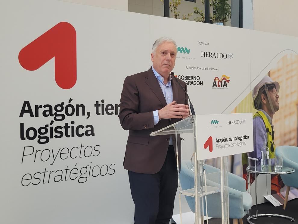 Octavio López, durante su intervención en la jornada 'Aragón, tierra logística' celebrada en PLAZA