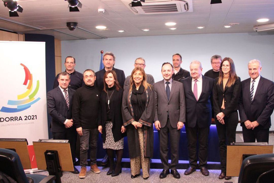 Foto de família quan es va presentar el logotip dels Jocs dels Petits Estats 2021, que han estat anul·lats per la pandèmia.