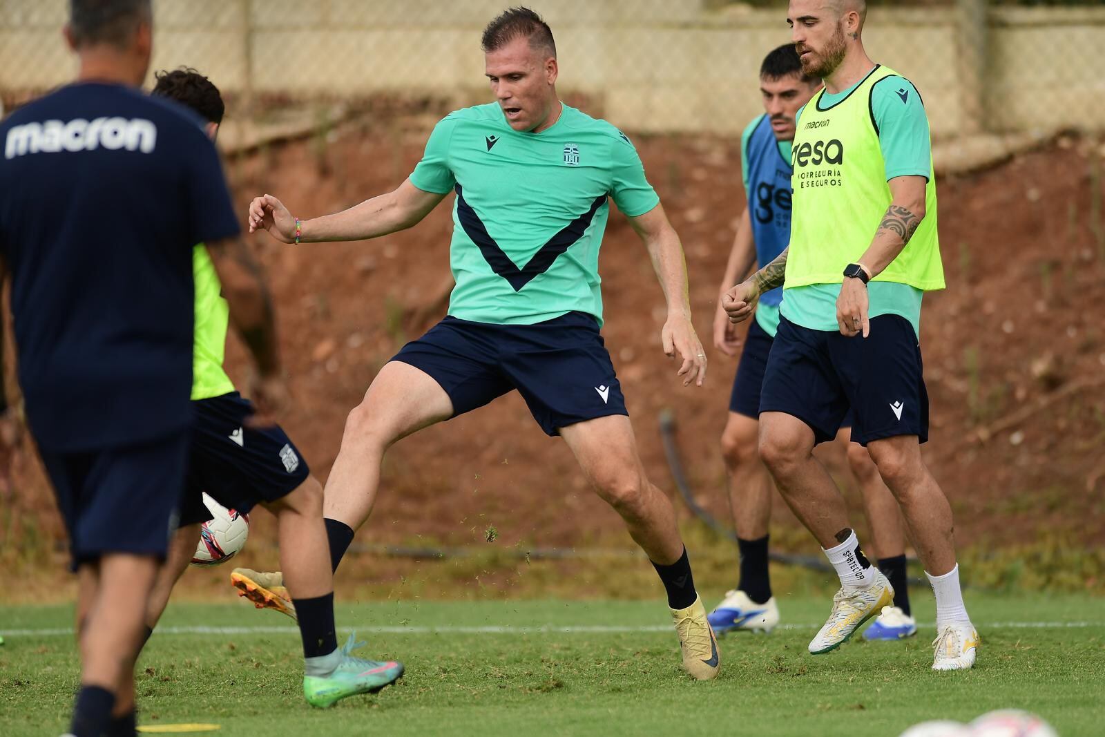 Ortuño durante el entrenamiento de este martes