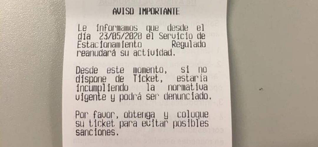 Nota informativa del Servicio de Estacionamiento Regulado