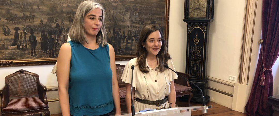 María García e Inés Rey cuando presentaron el acuerdo entre PSOe y Marea