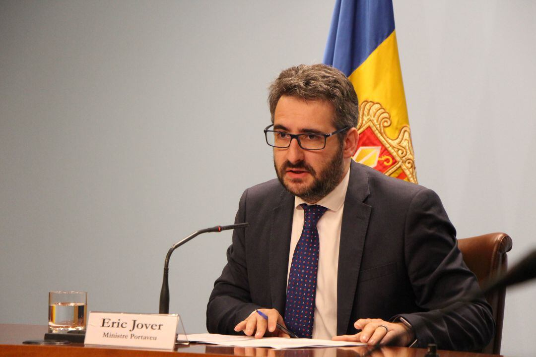 El ministre portaveu, Èric Jovern, en la roda de premsa posterior al Consell de Ministres.