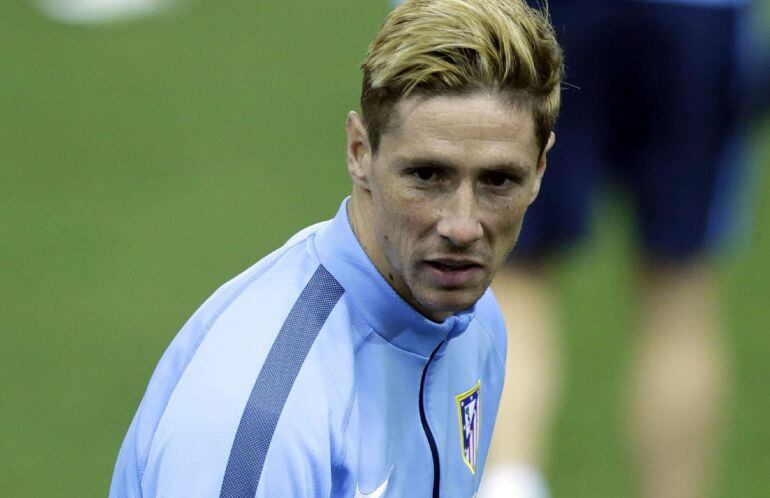 Fernando Torres, durante un entrenamiento con el Atlético