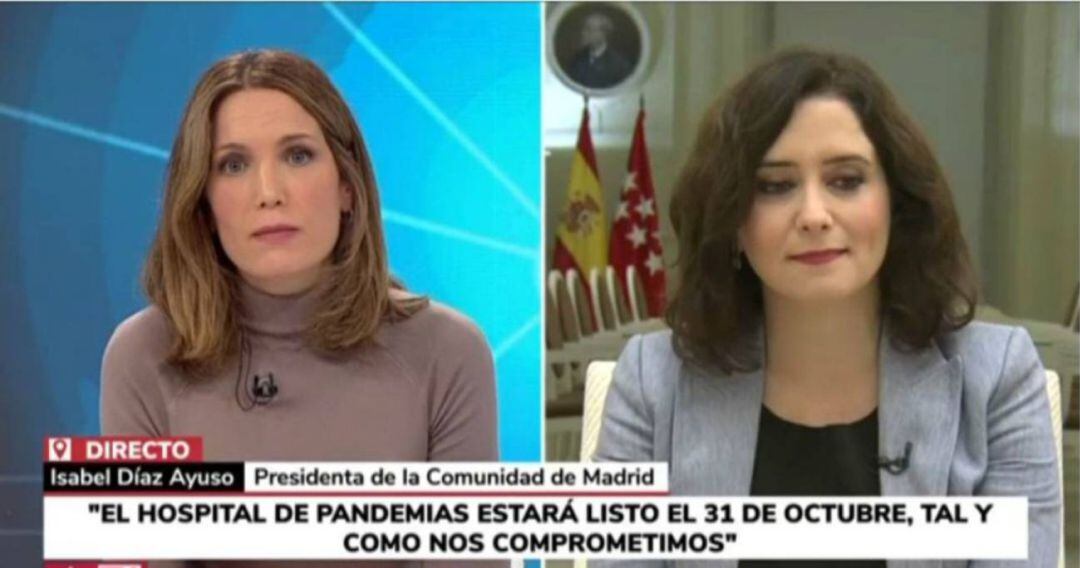 La presidenta Ayuso en una entrevista en Telemadrid.