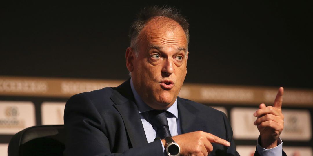 Javier Tebas, durante una comparecencia oficial