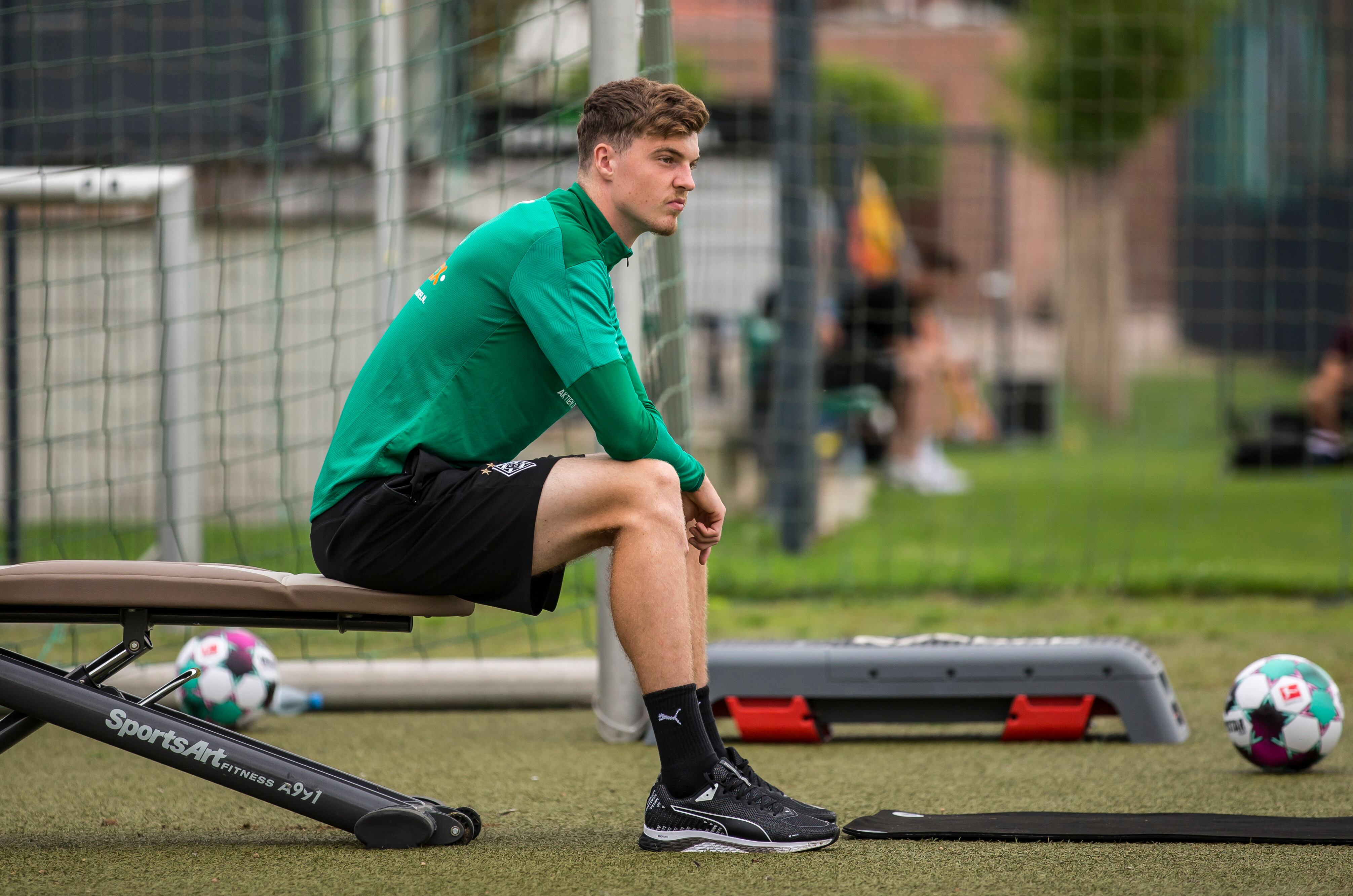 Jordi Bongard, durante un entrenamiento con el Mönchengladbach