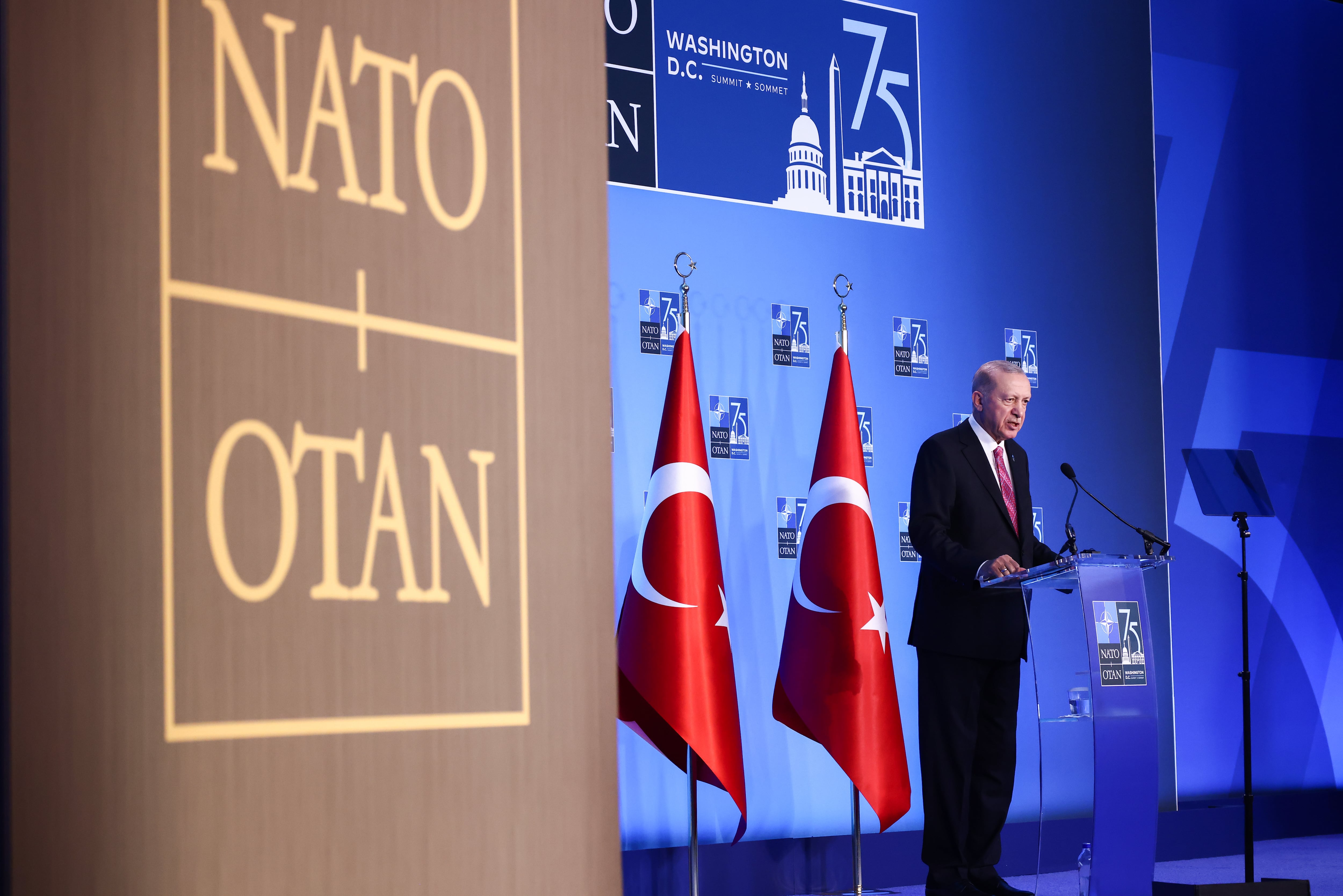 El presidente de Turquía, Recep Tayyip Erdogan, durante la cumbre de la OTAN celebrada en Washington en julio