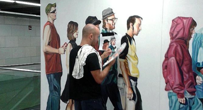 Una de les instal.lacions artistiques que s&#039;han vist avui al Metro d&#039;Universitat