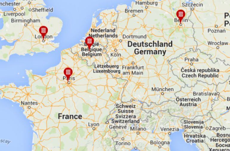 Mapa amb les delegacions de la Generalitat a Europa