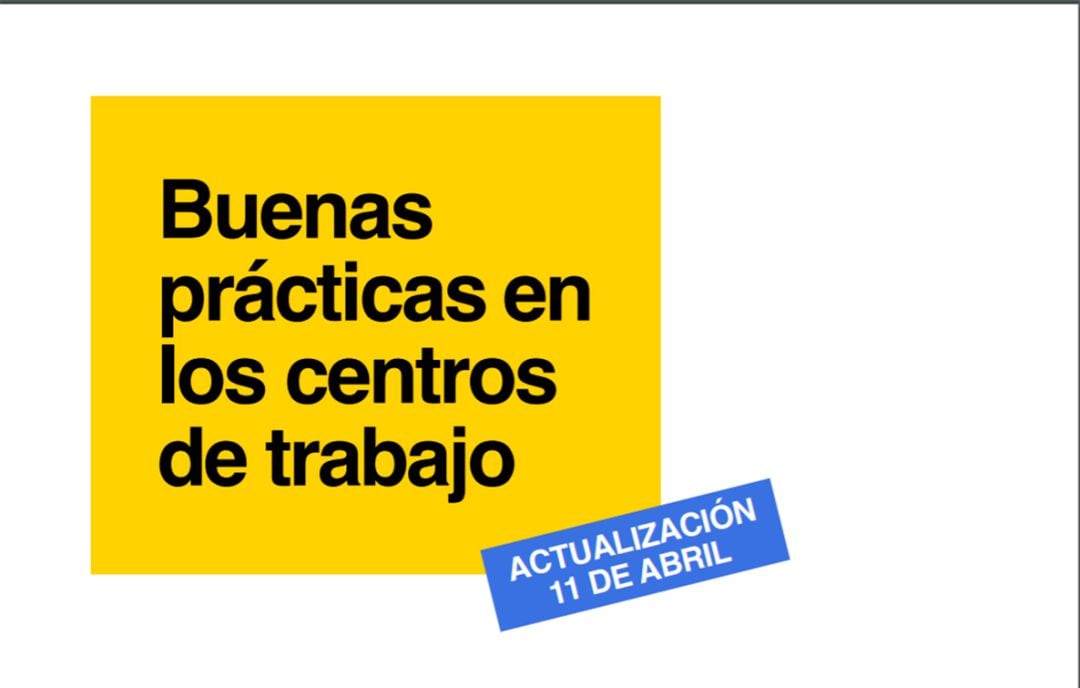 Portada de la Guía editada por el Ministerio de Sanidad ante la vuelta al trabajo el lunes 13 de abril