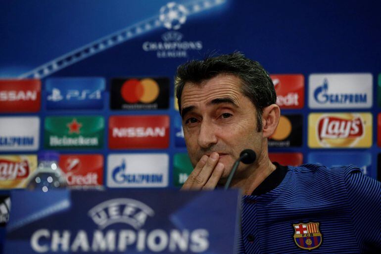 Valverde, durante la rueda de prensa previa al partido contra el Olympiacos