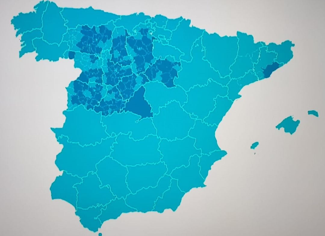 Mapa de España que pasa a la fase 1