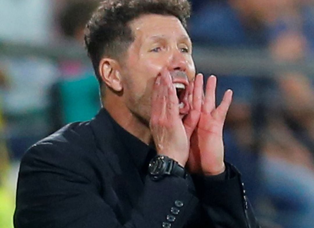 Simeone, en el partido entre el Atlético y el Villarreal.