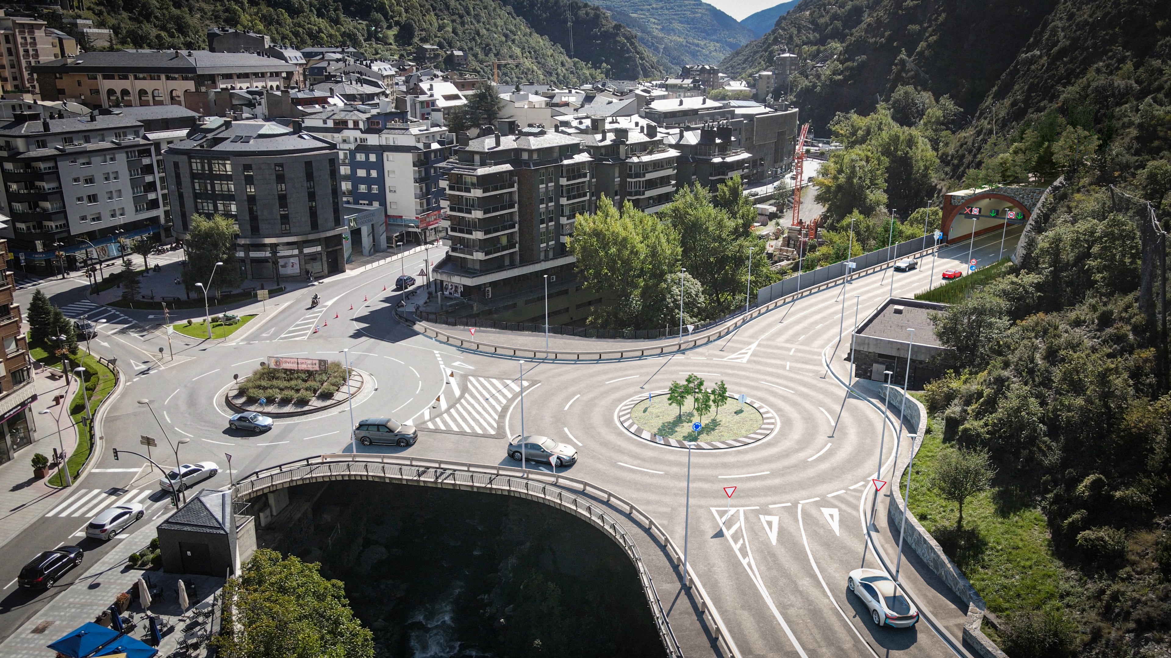 Simulació digital del futur vial per la boca nord del túnel de Rocafort amb el centre lauredià