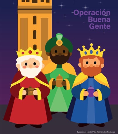 Detalle de la obra de Marta Piña Fernández Pacheco para ilustrar la Operación Buena Gente de Radio Sevilla 2025