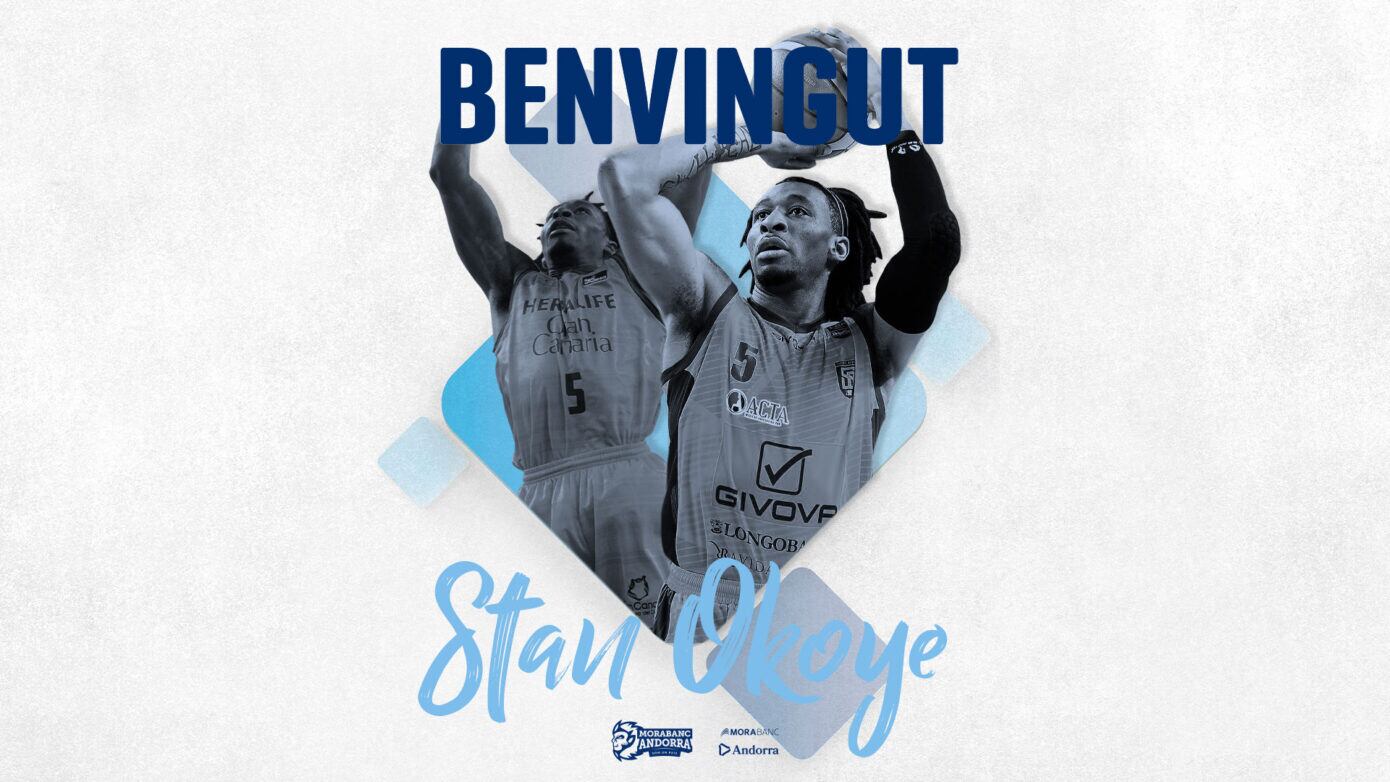 Stan Okoye en la imatge promocional del seu fitxatge del MoraBanc Andorra.