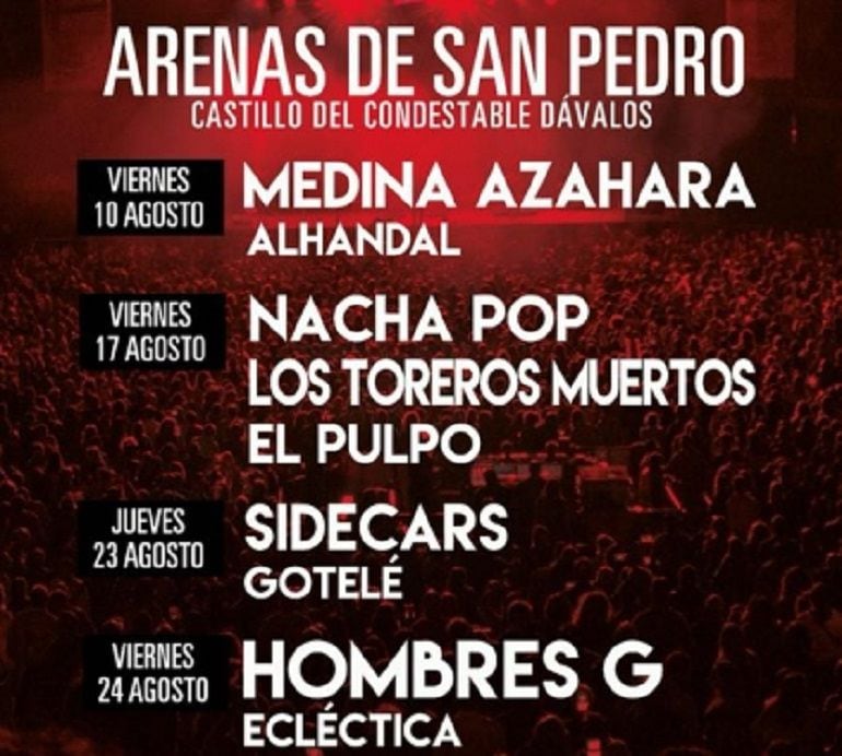 Cartel del festival &#039;Locos Arenas&#039; en en Castillo Condestable Dávalos en Arenas de San Pedro durante el mes de agosto