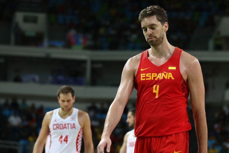 Pau Gasol lamenta un fallo en el partido ante Croacia 