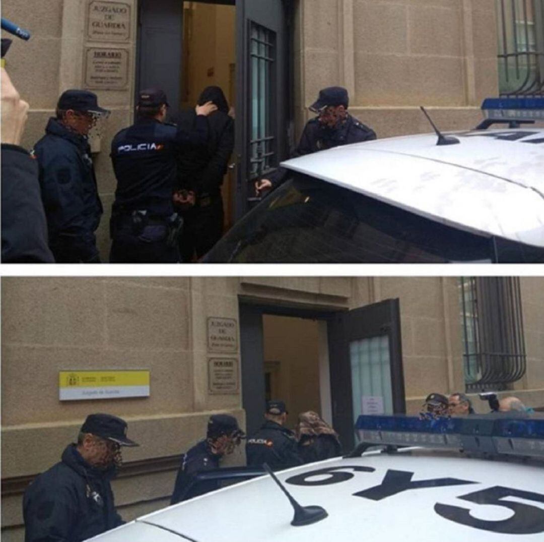 Momento en el que los detenidos accedían a la Audiencia de Palencia