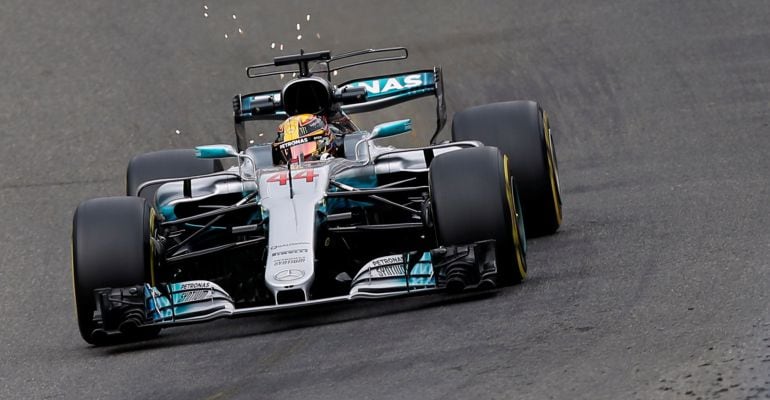 Hamilton, durante los libres del Gran Premio de Bélgica