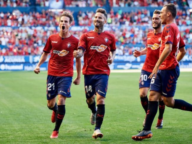 Rubén García celebra el gol al Sporting.
