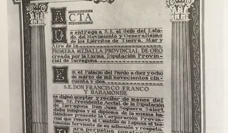 Fotografia extreta del llibre "La Diputació de Tarragona. Imatges per a una història", de Pere Anguera, Albert Arnavat i Mercè Costafreda, editat per la Diputació de Tarragona l'any 1986.