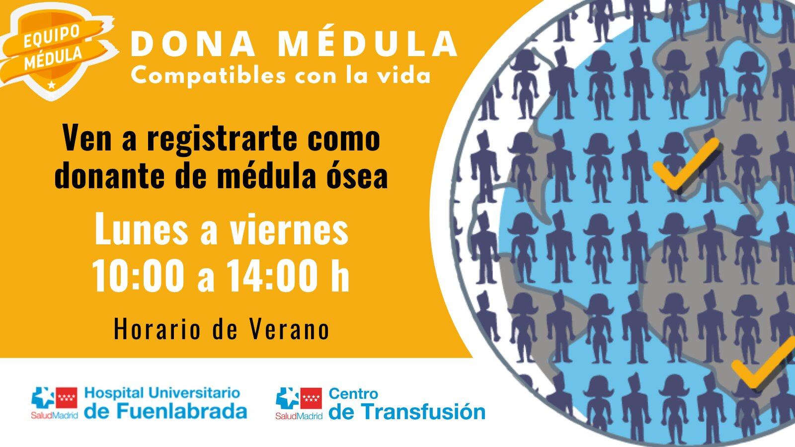 Cartel de la campaña de la Comunidad de Madrid para registrarse como donante de médula.