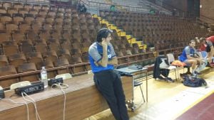 Antonio Carlos Ortega, antes del inicio del entrenamiento del Kolding en León