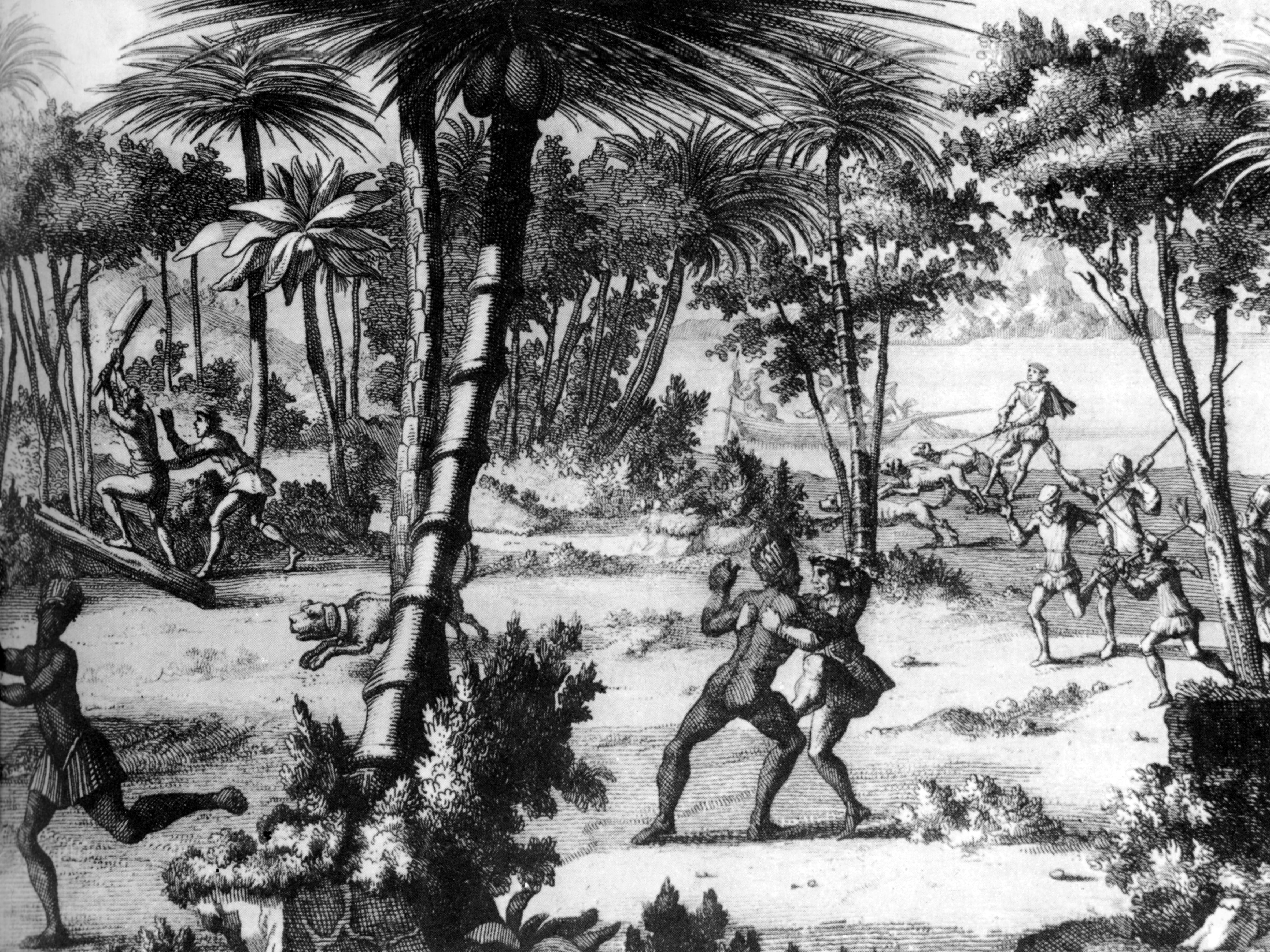 Traficantes de esclavos europeos atacan y capturan víctimas en África