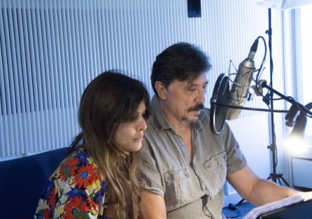 Adriana Ugarte y Carlos Bardem durante la grabación de &#039;Guerra 3&#039;