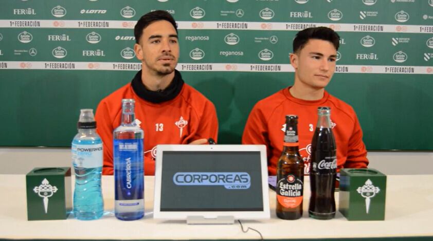 Gianfranco Gazzaniga y Aitor Pascual, este miércoles en rueda de prensa en A Malata (foto: Racing de Ferrol)