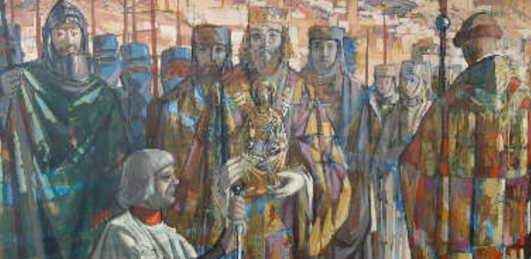 Mural, pintado en óleo sobre tabla en 1974, por Muñoz Barberán sobre el acto de toma de la ciudad por Alfonso X El Sabio en 1242