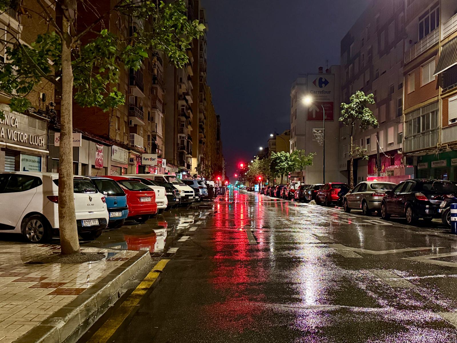 La lluvia esta pasada madrugada en la capital malagueña