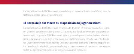 Así ha sido el comunicado en la página web