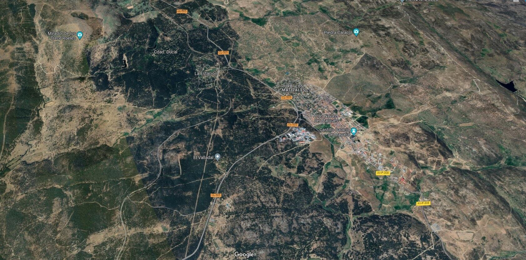 Imagen satelital del término municipal de Las Navas del Marqués