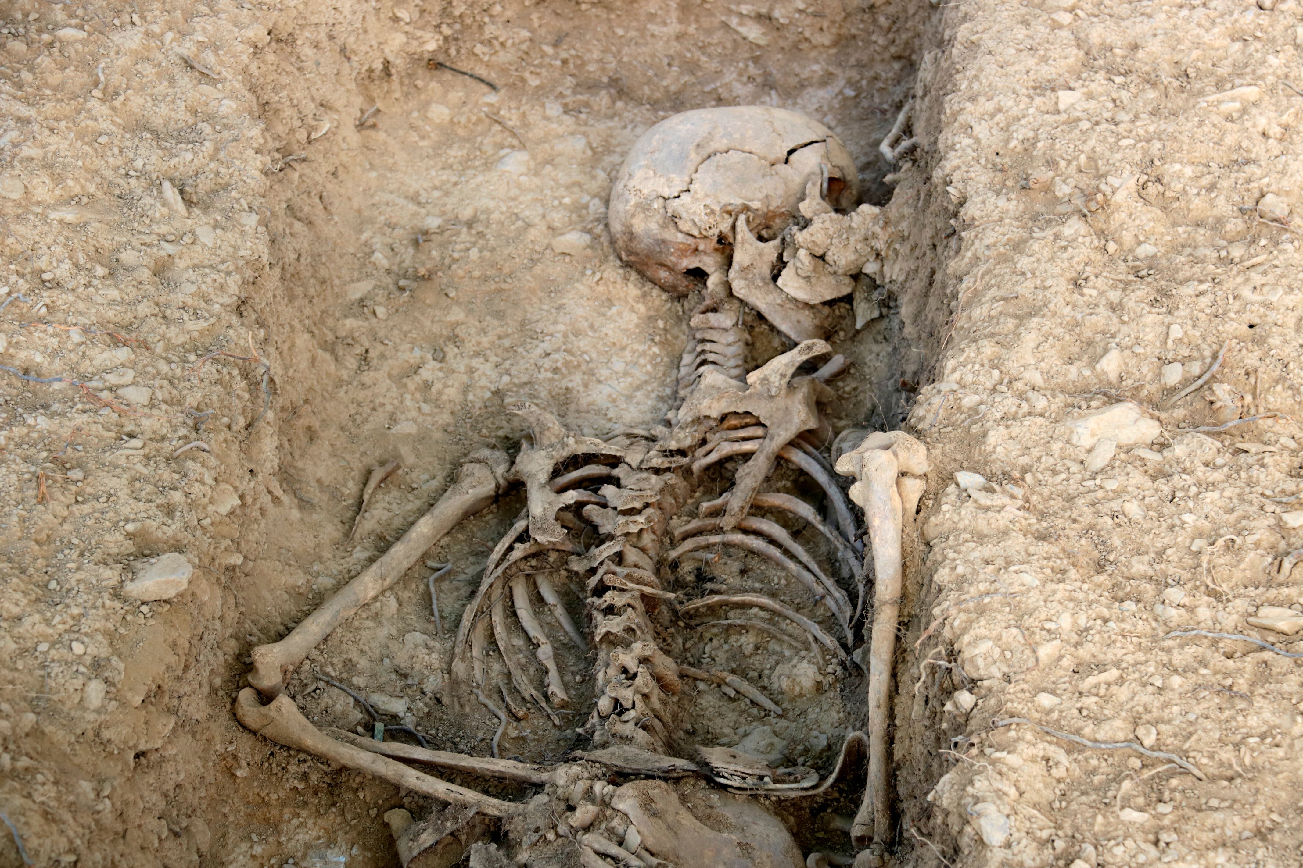 Un dels cossos trobats en la fossa de Canturri. Foto: ACN.