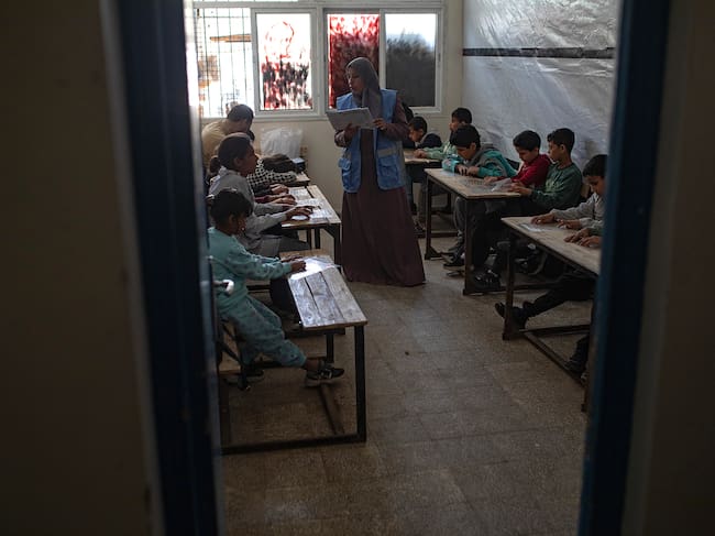 El centro Al-Noor Center en Deir al-Balah (Gaza) ayuda a niños palestinos invidentes.