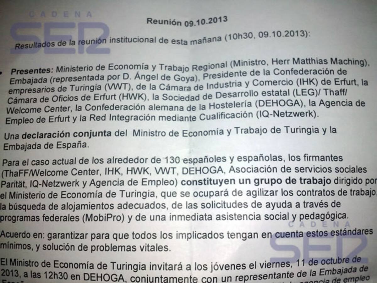 La mitad de los españoles atrapados en Alemania ya ha firmado un contrato