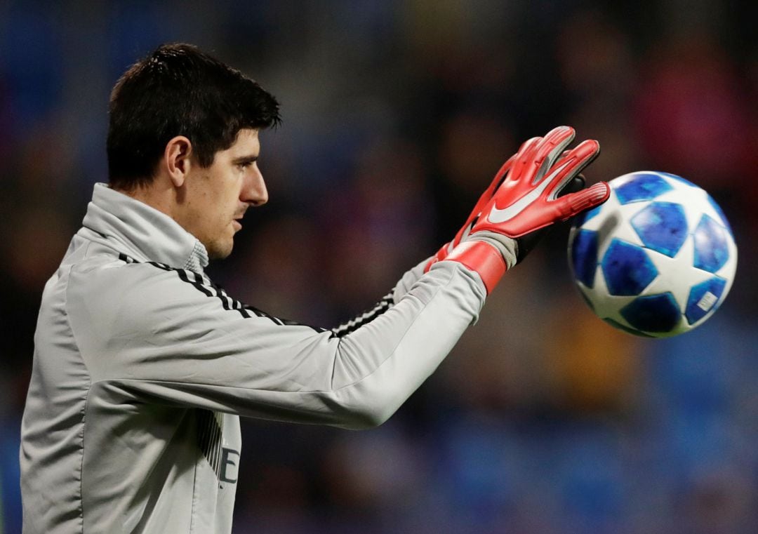 Courtois, antes del partido contra el Viktoria Plzen. 