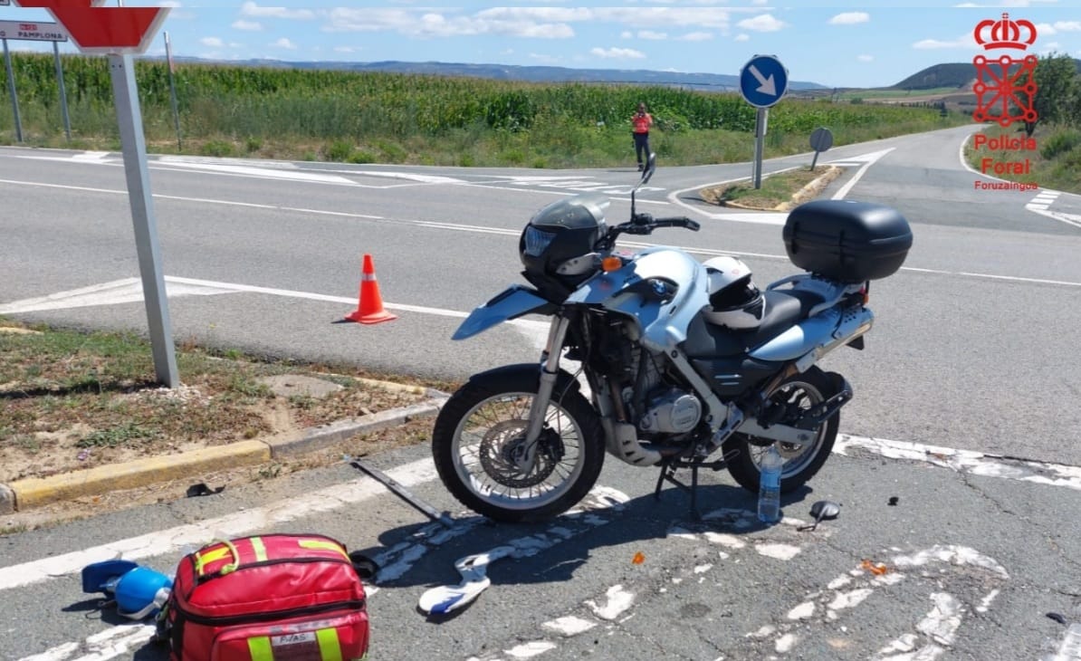 Fallece un motorista de Irún tras chocar con un coche en Murillo el Cuende, Navarra