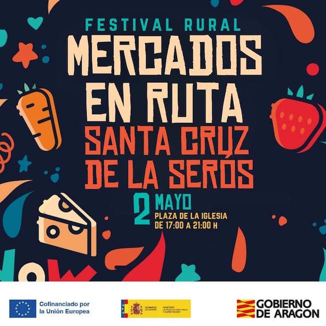 Los productores se instalan en la plaza de la iglesia de Santa Cruz de la Serós toda la tarde