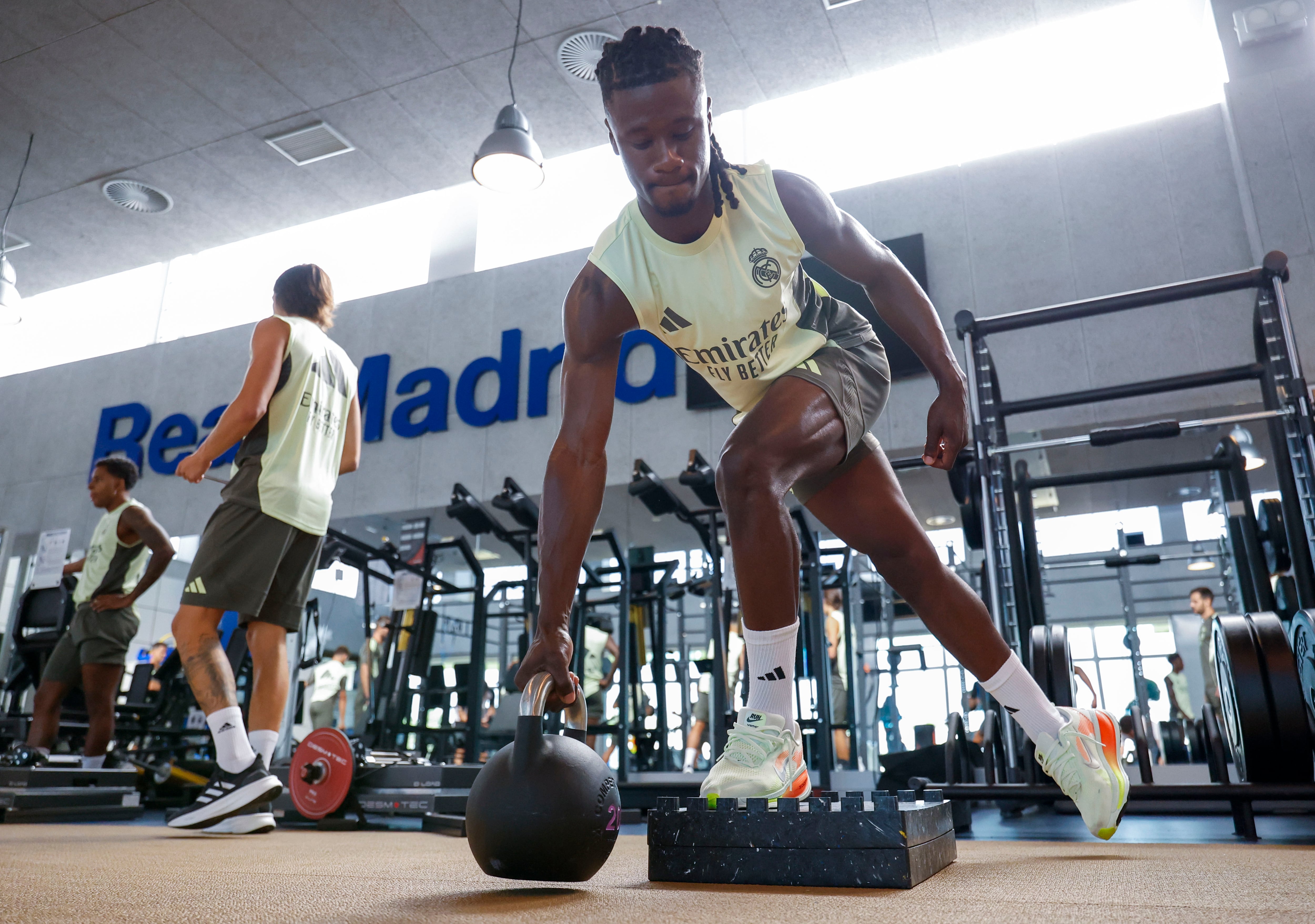Camavinga, durante una sesión de entrenamiento del Real Madrid