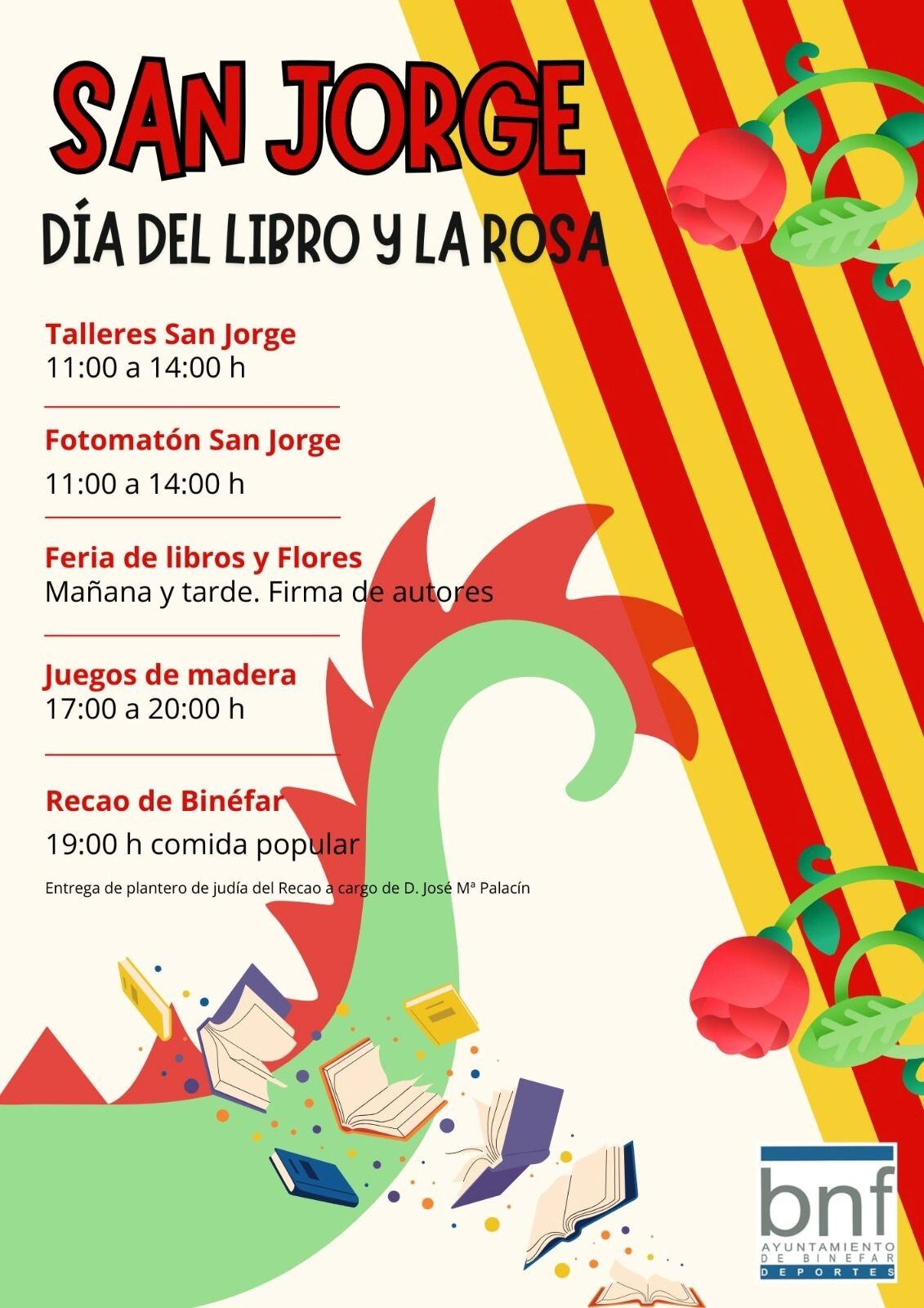 Cartel de las actividades de San Jorge en Binéfar